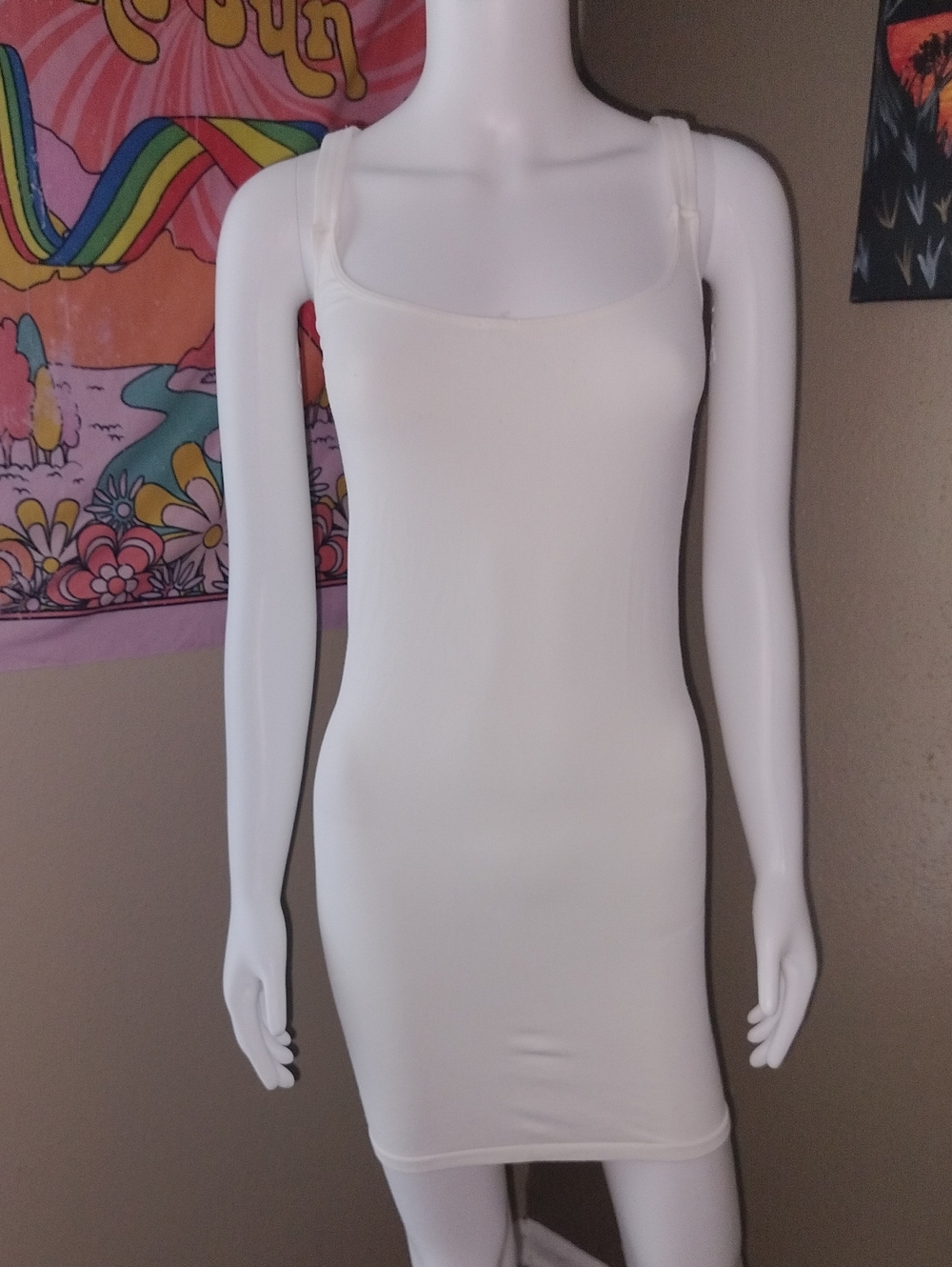 Free People White Sleeveless Scoop Neck Slip Dress Sz M/L
